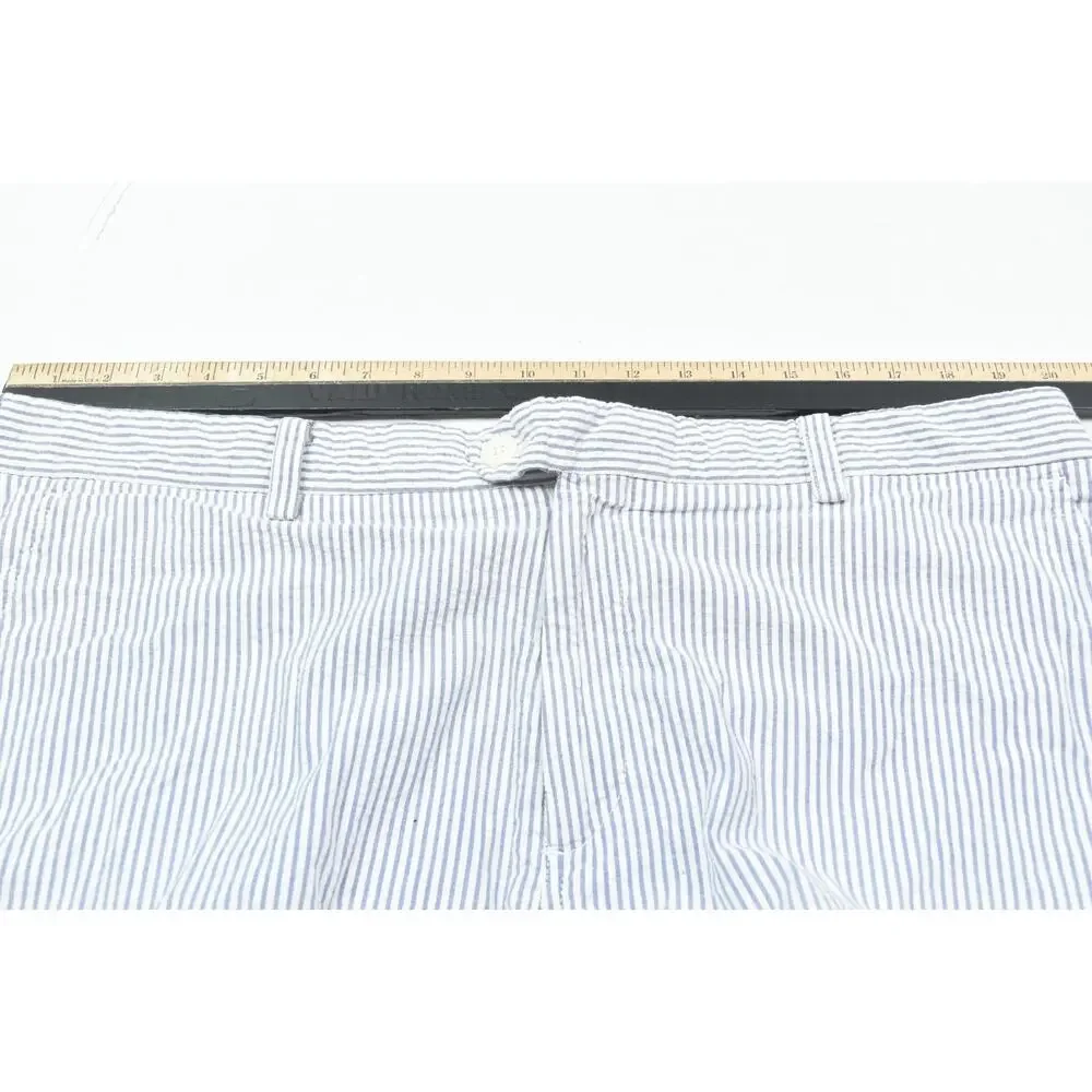 Brooks Brothers Seersucker Shorts Mens 40 White Blue Striped Cotton Classic Fit
